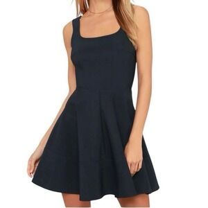 LULUS Navy Fit & Flare Mini Dress Size S‎ Sleeveless Skater Dress NWOT
